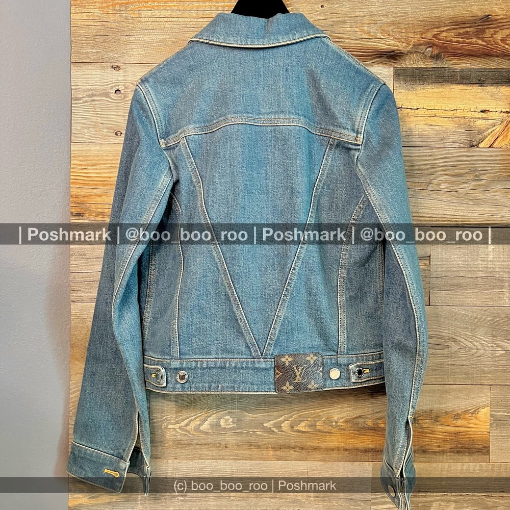 Louis Vuitton Blue Jean Denim Jacket, Silver Hardware, Monogram Patch, Authentic - Picture 4 of 15